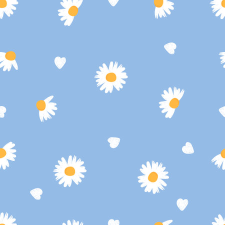 Cute hand drawn spring summer flower bees honey Bright pattern fabric cloth wallpaper wrap paper. vectorのイラスト素材