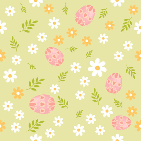 Seamless pattern with flowers cartoons vector illustration. Seamless pattern can be used for wallpapers, pattern fills,のイラスト素材