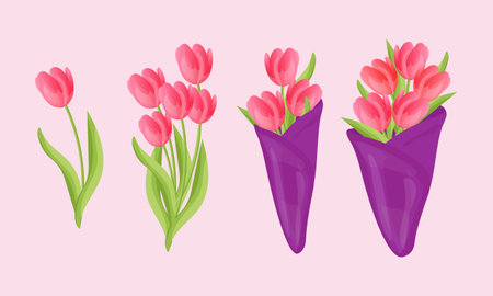 spring flowers tulips, Tulip Vector Art, Icons, and Graphicsのイラスト素材