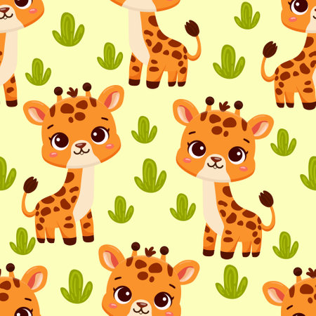 Cute lion colorful background seamless patternのイラスト素材