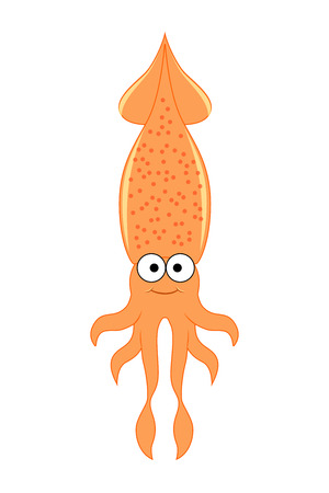 Cute cartoon squid. Vector illustration  isolated on white background.のイラスト素材