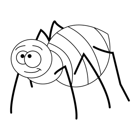 Colorles funny cartoon spider. Vector illustration. Coloring page. Preschool education.のイラスト素材