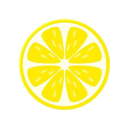 Yellow lemon slice vector illustration isolated on white background.のイラスト素材