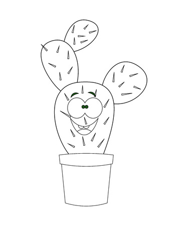 Colorless  cartoon cactus vector illustration isolated on white background.のイラスト素材