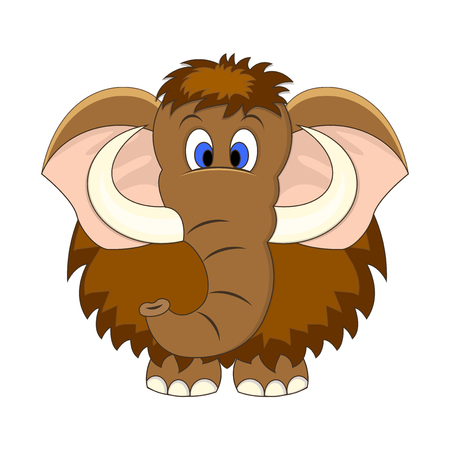 Cute cartoon mammoth vector illustration. Isolated on white background.のイラスト素材