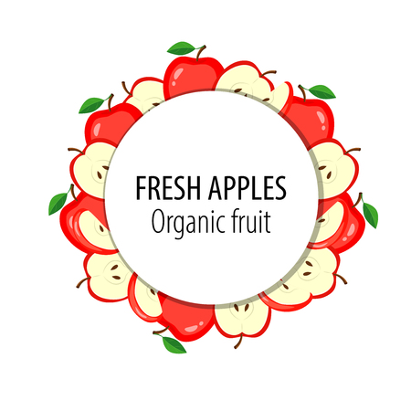 Fresh apples label vector illustration. Organic fruitのイラスト素材