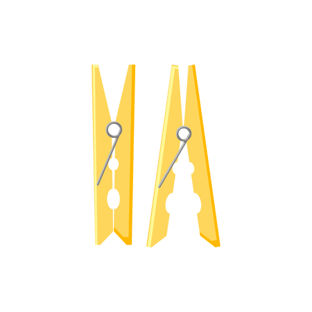 Clothes pegs in flat style vector illustration isolated on white backgrond.のイラスト素材