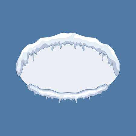 Snow icicle banner vector illustration isolated on blue backgroundのイラスト素材