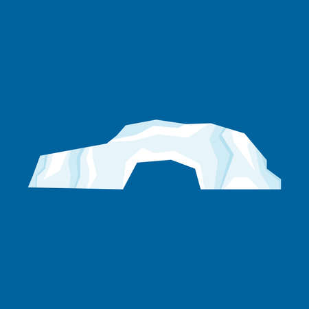 Iceberg vector illustration isolated on white background in a cartoon flat style. Antarctic and North Pole ice frozen mountain landscape. Large piece of freshwater blue iceのイラスト素材