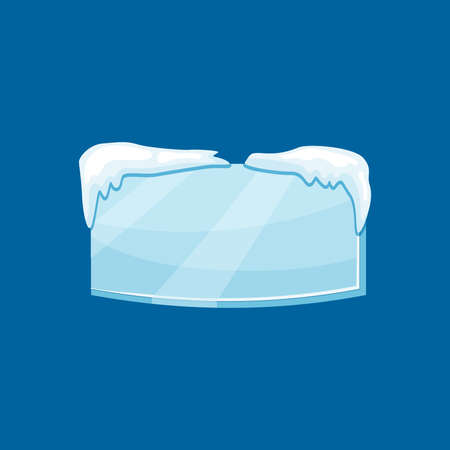 Snow frozen icicle rectangle banner with snow drifts vector illustration isolated on blue background.のイラスト素材