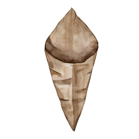 Brown paper bag. Watercolor illustration. High qualityの写真素材