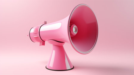 Pink megaphone on pink background. 3D rendering. Business conceptの素材