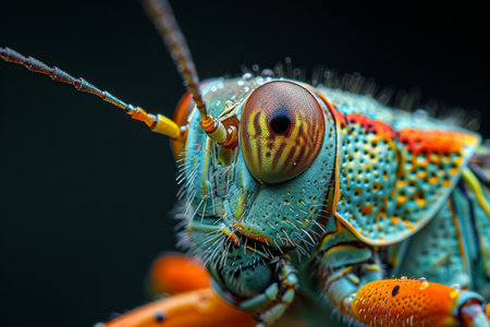 Macro shot of the head of a grasshopper (Ceratophora fuliginosa)の素材