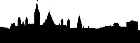 Ottawa Parliament Hill skyline silhouetteのイラスト素材