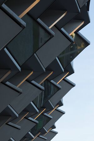 Abstract details of repetitive patterns of architecture and geometry of the Pavilion of Aragon in...
