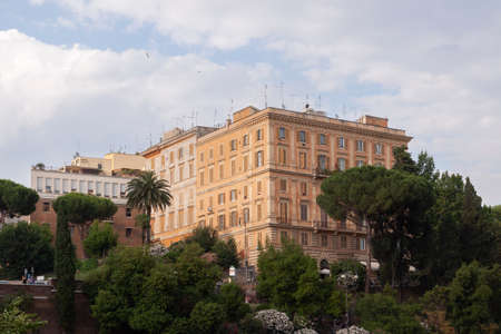 Rome, Italy - June 27, 2010: One of the classic and unique buildings that face the Colosseum, Rome.