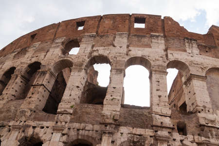 Rome, Italy - June 27, 2010: Detailed view of the exterior arches of the Colosseum, Rome.