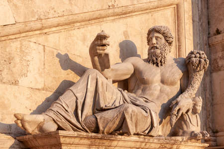 Rome, Italy - June 27, 2010: The statue of the river god of the Nile on Capitoline Hill, Piazza Campidoglio, next to the Fountain of the Dea Roma.のeditorial素材