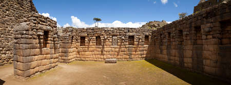 Machu Picchu, Peru - April 6, 2014: Architecture and details of the ancestral constructions and buildings of the Inca civilization, in Machu Picchu, Peru.のeditorial素材