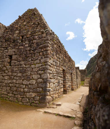 Machu Picchu, Peru - April 6, 2014: Architecture and details of the ancestral constructions and...