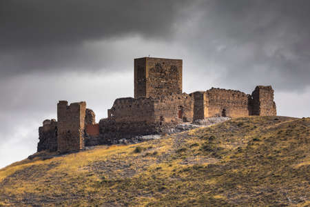 Trasmoz Castle, 13th century medieval fortress, Tarazona region, Zaragoza province, Spain. Exposed to the wind and the wild nature that surrounds it.のeditorial素材
