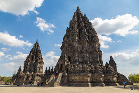 Prambanan, Indonesia - July 17, 2019: Ancient Hindu temples of Prambanan, Rara Jonggrang, in the special, Yogyakarta region, Java island, Indonesia, Southeast Asia.のeditorial素材