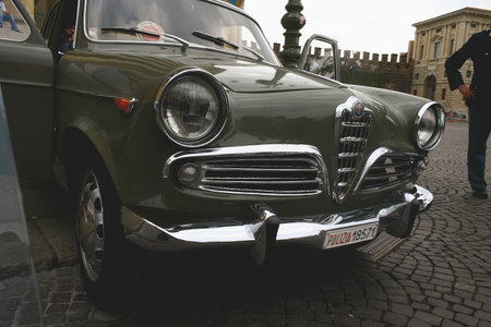 Verona, Italy - May 20, 2006: Police cars, vintage classic cars, of the brands Fiat and Alfa Romeo...