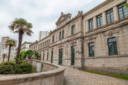La Coruna - Spain - August 01, 2012: Public infant school and Eusebio da Guarda school, in the Pontevedra square, in the city of La Coruna, in the north of Galicia.のeditorial素材