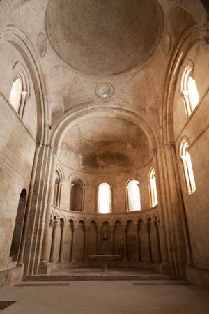 Dome church and altar in the medieval Castle of Loarre, Aragonese castle from the 11th and 12th century, Romanesque architectural style, Huesca province, Aragon, Spain, Europe.のeditorial素材