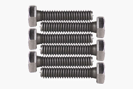 Abstract figure of gray metal screws, created with photographs of screws by photo composition on...