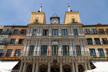 Segovia, Spain - June 2, 2021: Main facade and balcony of the building that houses the City Hall of Segovia, located in the Plaza Mayorのeditorial素材