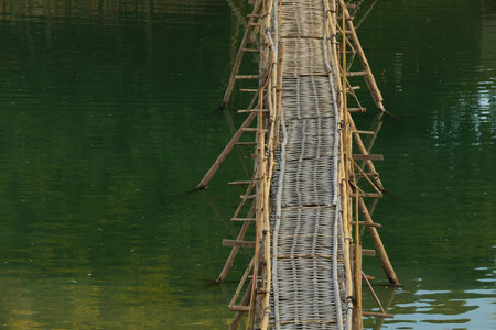 Bamboo bridge in Nam Khan river, Luang Prabang, Laos