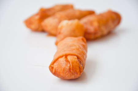 fried spring roll  made from flour, Oyster, pork, Mushroom and various vegetables