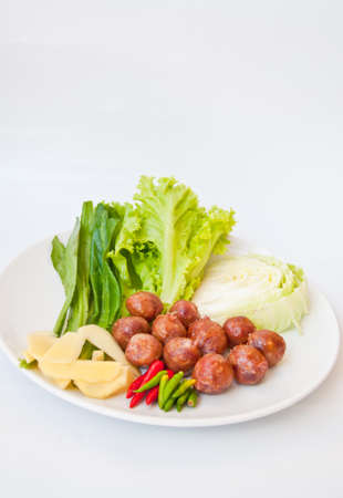 Thai style sausage from north east of Thailandの写真素材