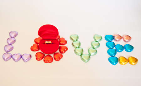 Colorful of chocolate heart shape  for loveの写真素材