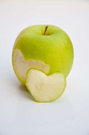  Green apple on white backgroundの写真素材