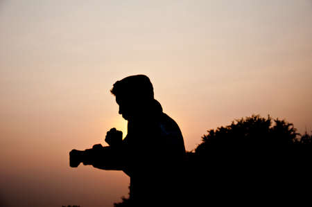 Silhouette of the boxerの写真素材