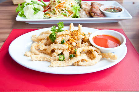 fried squid for healthy foodの写真素材