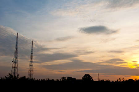 silhouette of mobile telephone postの写真素材