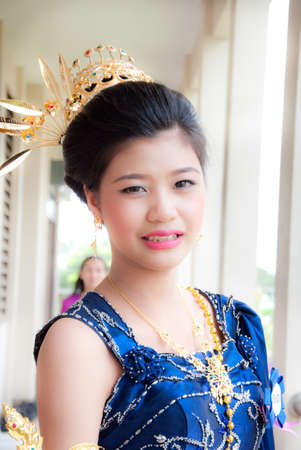 BANGKOK THAILAND  November  28: Unidentified model Portrait of Thai girl in Thai suite of  LOYKRATONG festival November28, 2012 in Bangkok, Thailand.のeditorial素材
