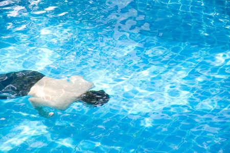 downing man in the poolの写真素材