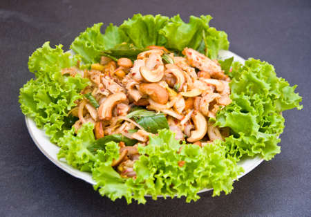 delicious Thai food call YUM MOO YANG from spicy chili and mixed herbal from natureの写真素材