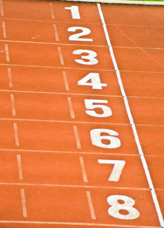 red track lane for running competitionの写真素材