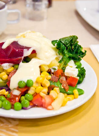 mixed vegetable and fruit salad fro healthy foodの写真素材