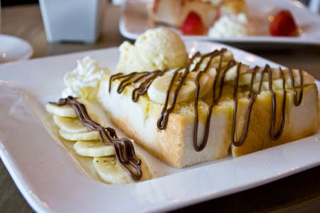banana toast dessert for mealの写真素材