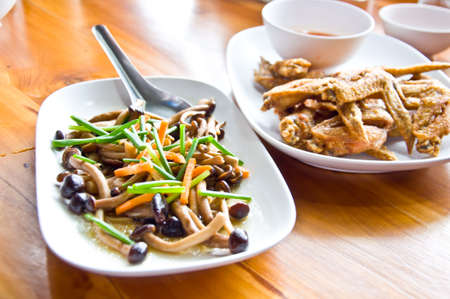 fried mushroom for healthy foodの写真素材