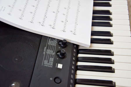 keyboard and song note for musicの写真素材