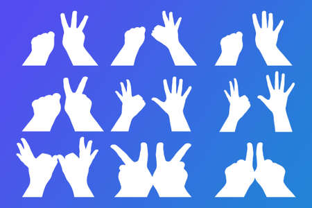 hand from children in white on blue backgroundの写真素材