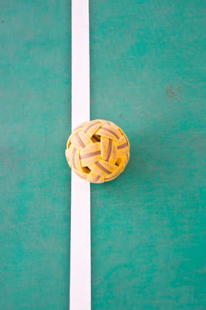 old green Sepak Takrawの写真素材