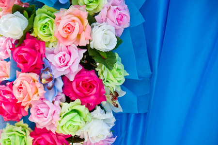 artificial flower for wedding decoration backgroundの写真素材